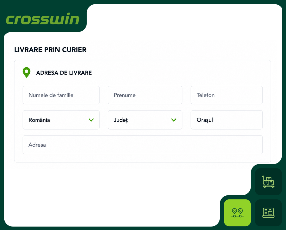 Formularz adresu dostawy dla Rumunii z polami Județ i Orașul